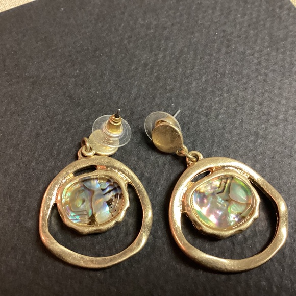 Drop dangle earrings untested sterling ??? ABALONE CENTERS. FUNKY DESIGN 💕 - Picture 1 of 7
